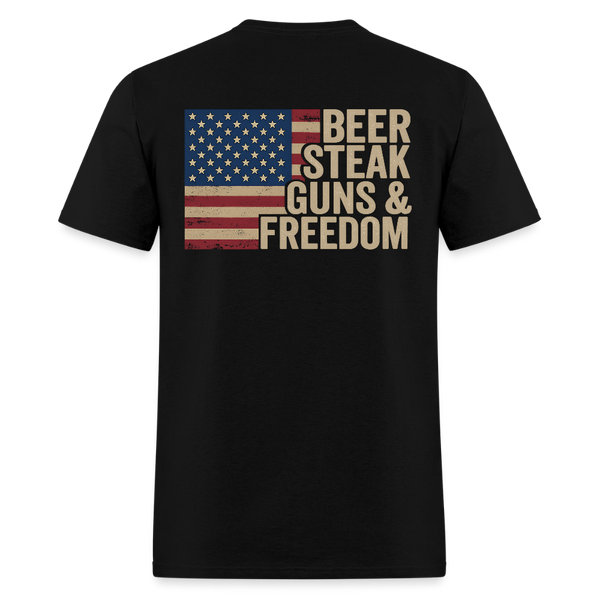 Beer Steak Guns & Freedom T Shirt - black