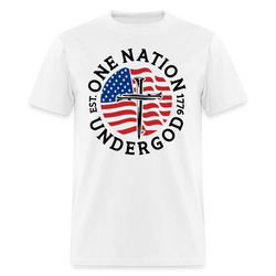 One Nation Under God Flag Cross T Shirt - white