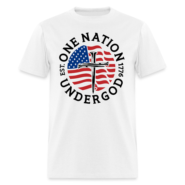 One Nation Under God Flag Cross T Shirt - white