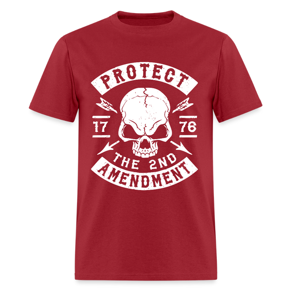 Protect The 2nd Amendment Skull T Shirt - dark red