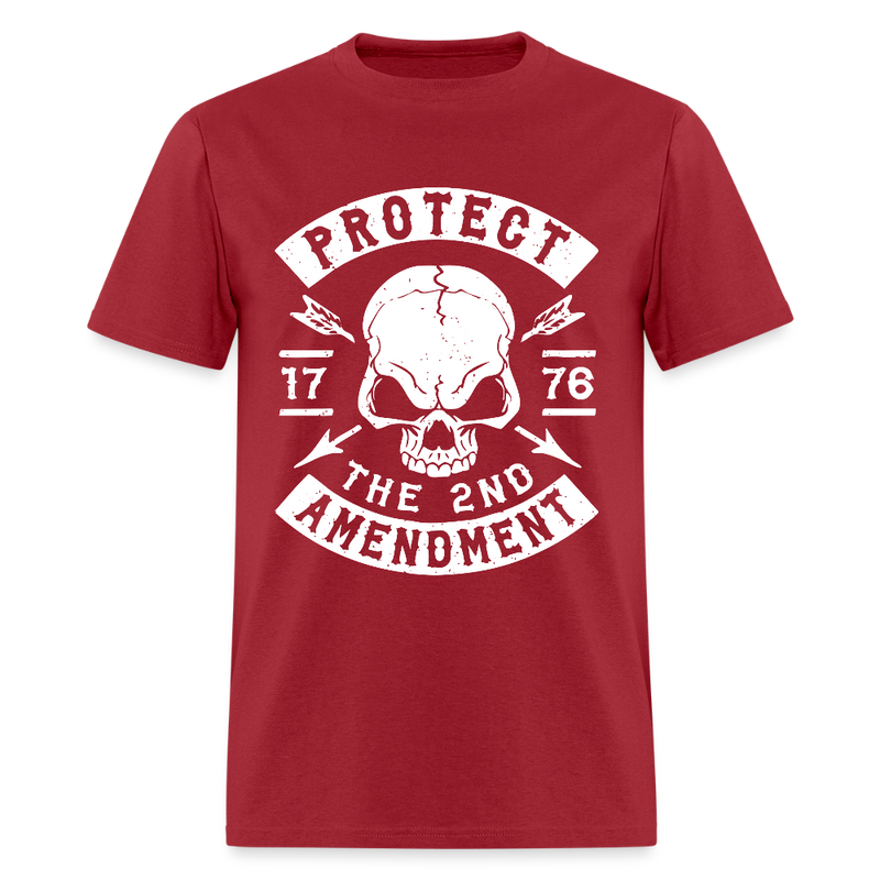 Protect The 2nd Amendment Skull T Shirt - dark red
