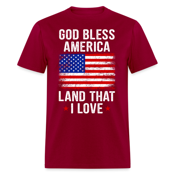 God Bless America Land That I Love T Shirt - dark red
