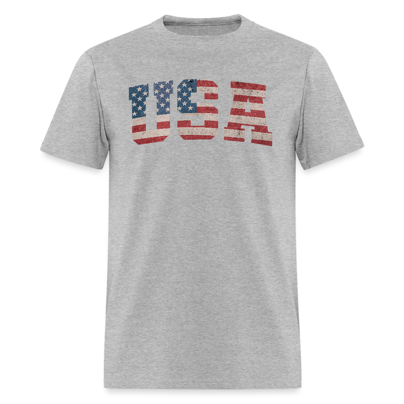 USA US Flag Patriotic 4th of July Retro T Shirt - heather gray