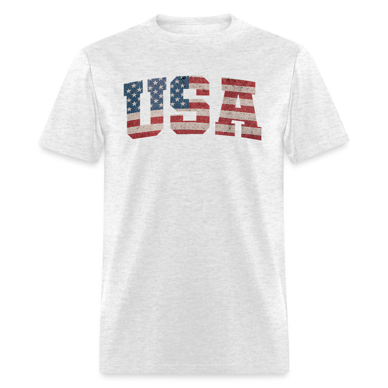 USA US Flag Patriotic 4th of July Retro T Shirt - light heather gray