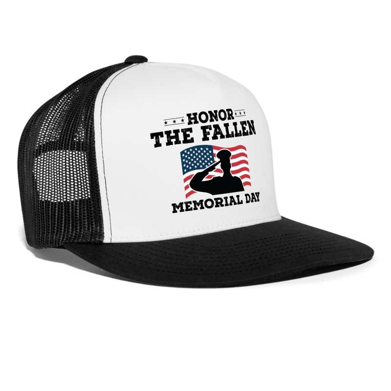 Honor The Fallen Memorial Day Trucker Hat - white/black