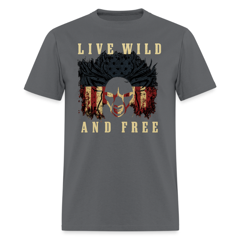 Live Wild and Free Hunting T Shirt - charcoal