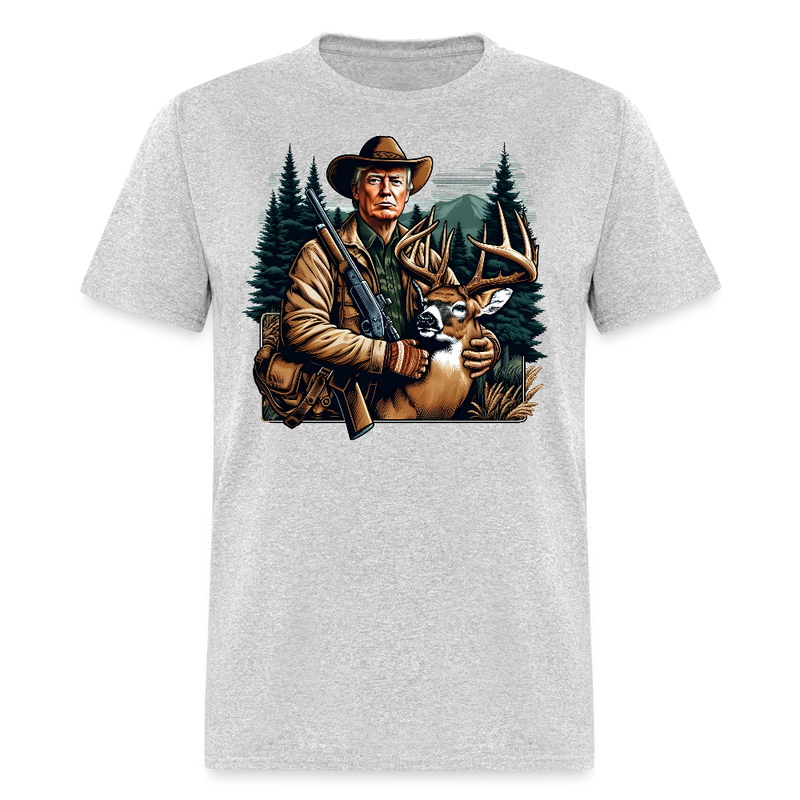 Deer Hunting Trump T Shirt - heather gray