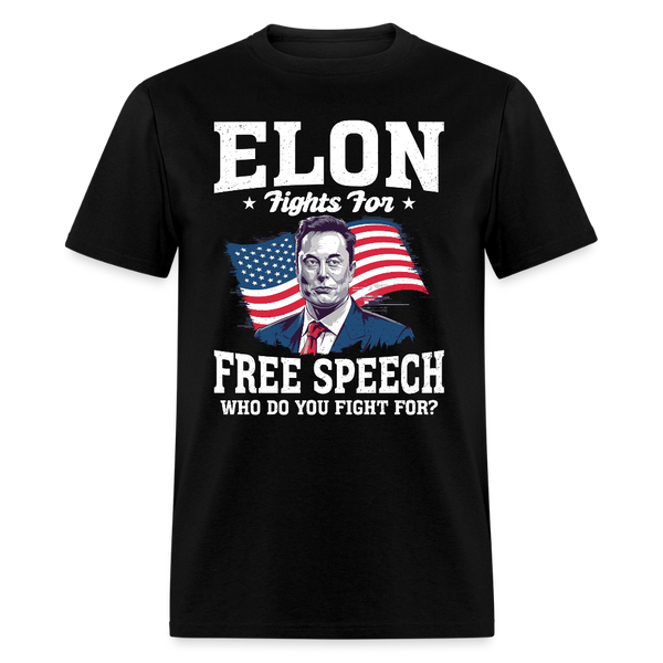 Elon Fights for Free Speech T Shirt - black