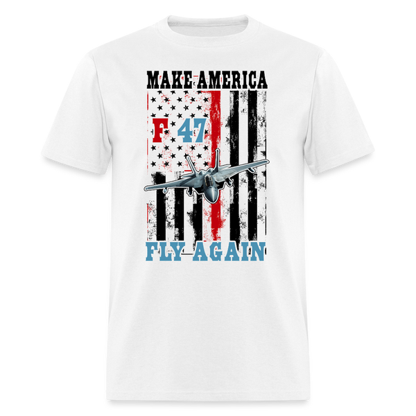 Trump F-47 Jet Make American Fly Again Flag T Shirt - white