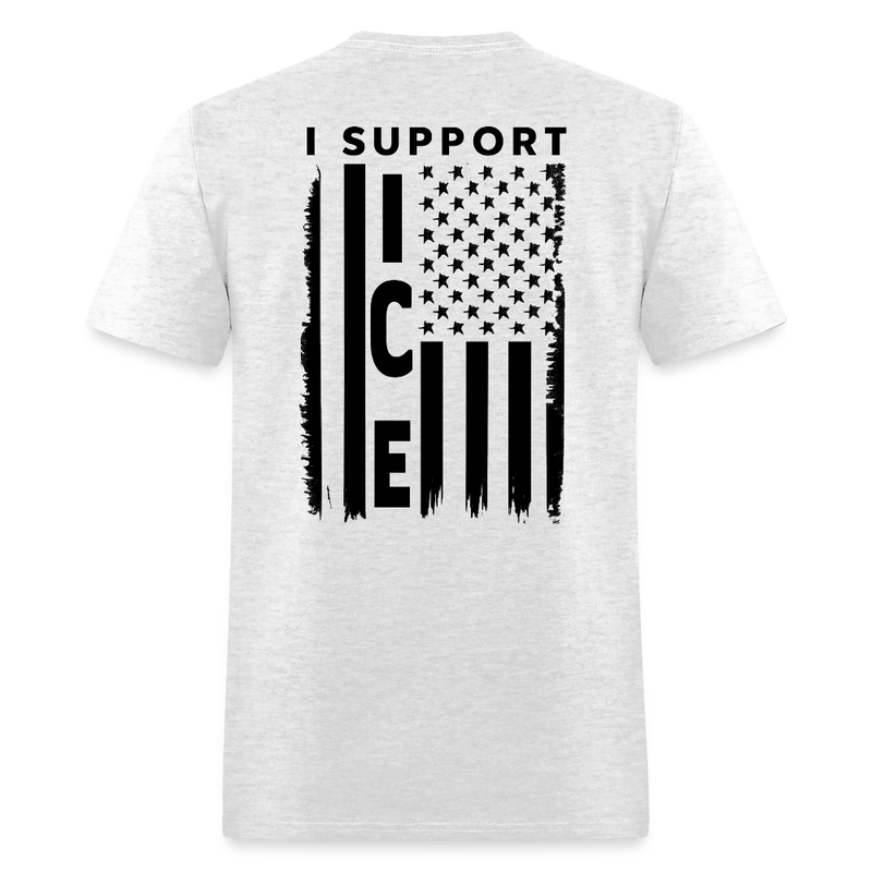 I Support ICE American Flag T Shirt - light heather gray