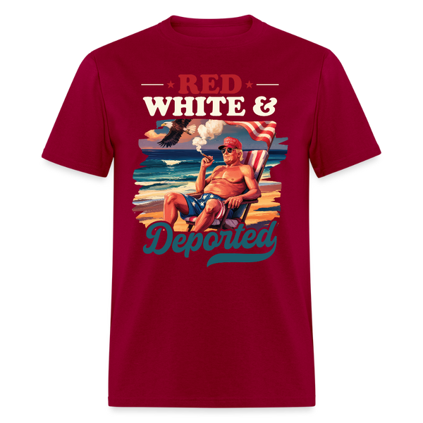Red, White & Deported T Shirt - dark red