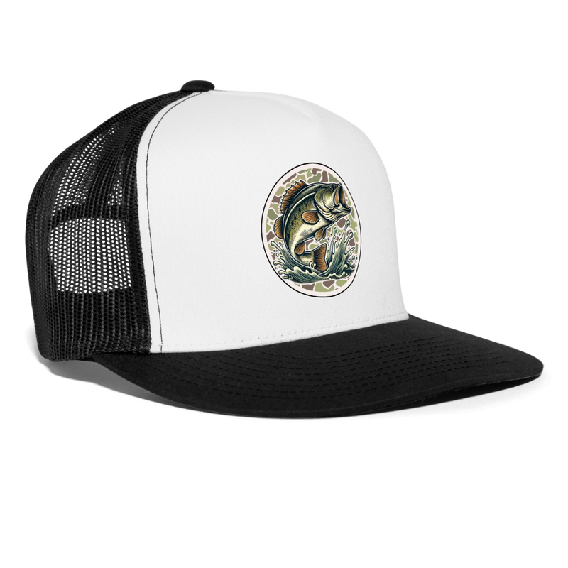 Jumping Bass Trucker Hat - white/black