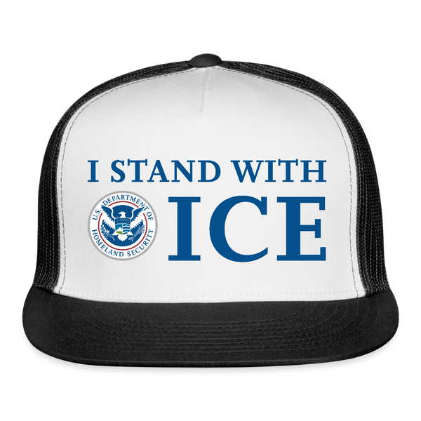 I Stand With ICE Trucker Hat - white/black