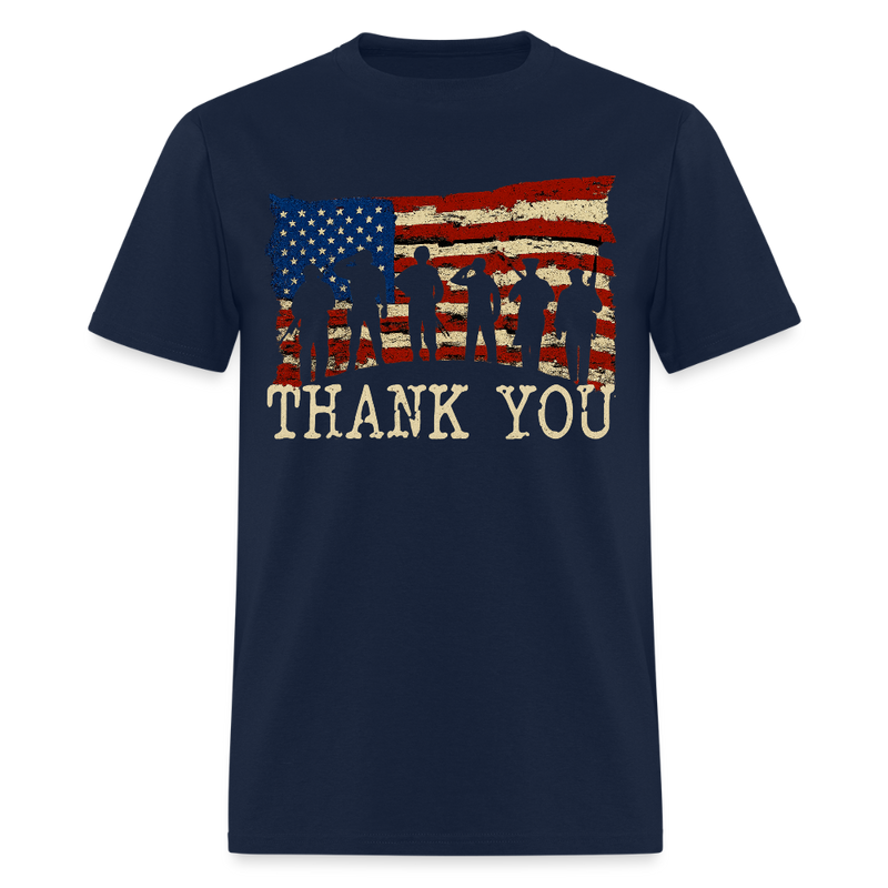 Thank You Veterans US Flag T Shirt - navy