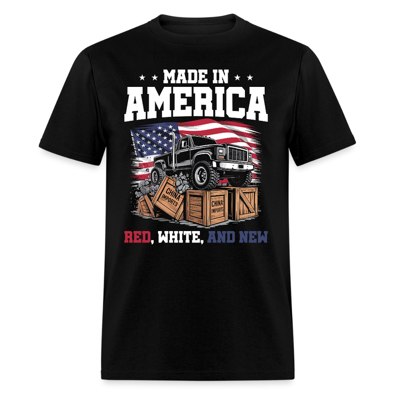 Made in America Red White and New T Shirt - black