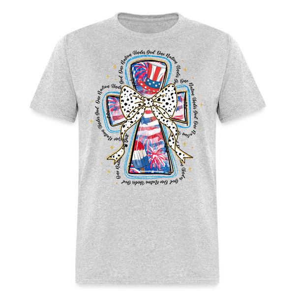 One Nation Under God America Coquette T Shirt - heather gray
