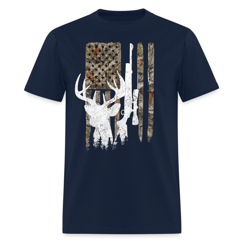 Deer Hunting USA T Shirt - navy