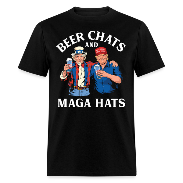 Beer Chats And Maga Hats T Shirt - black
