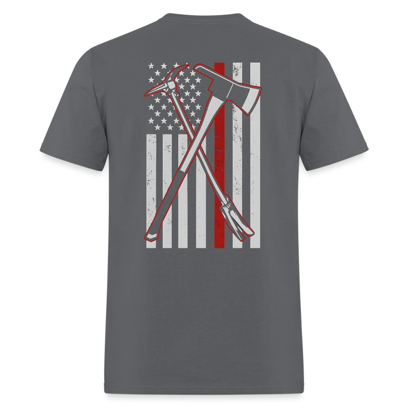 Firefighter Axe Flag Double Sided T Shirt - charcoal
