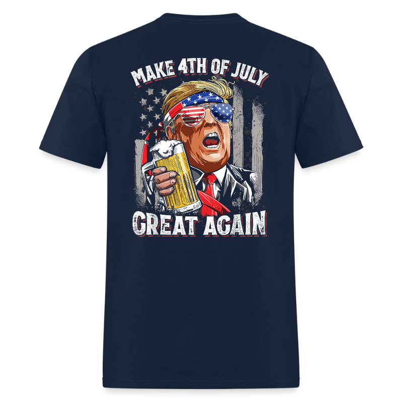 Trump Make 4th Of July Great Again Back Print T Shirt - navy