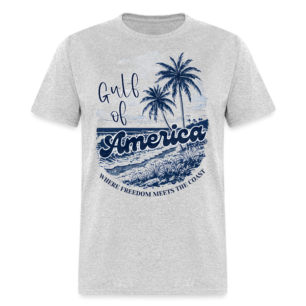 Gulf Of America Where Freedom Meets The Coast T Shirt - heather gray