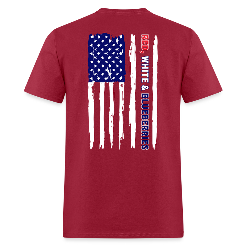Freedom Charlie Red White and Blueberries US Flag T Shirt - dark red
