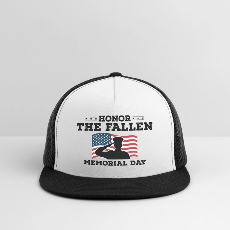 Honor The Fallen Memorial Day Trucker Hat - white/black