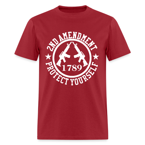 2nd Amendment Protect Yourself T Shirt - dark red