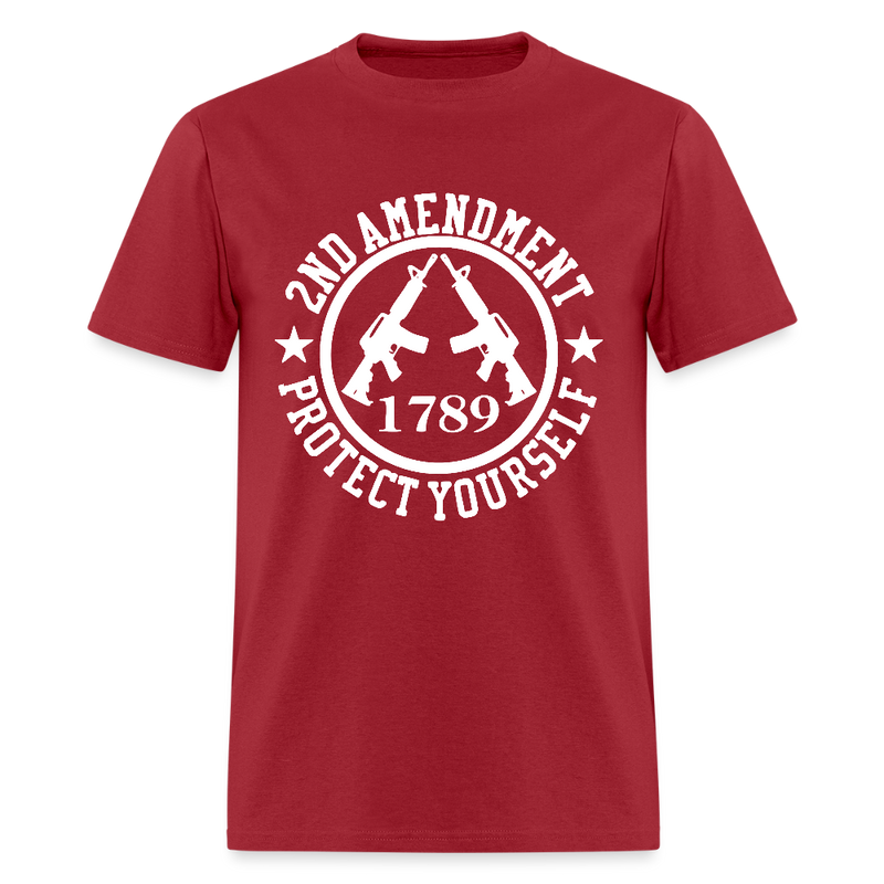2nd Amendment Protect Yourself T Shirt - dark red