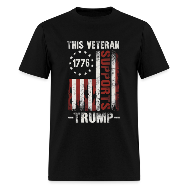 This Veteran Supports Trump Front Print T Shirt - black