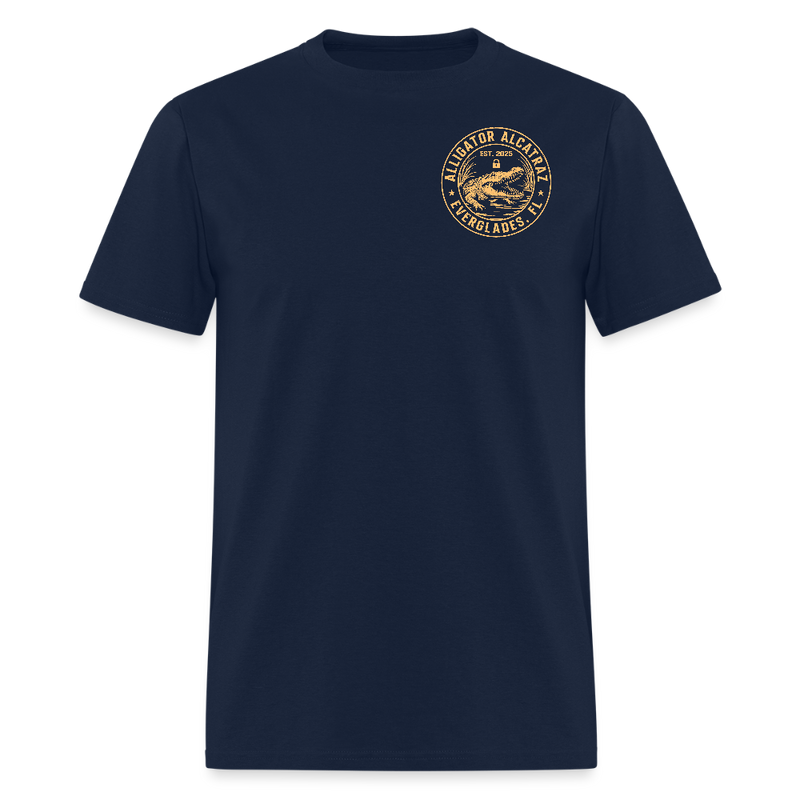 Alligator Alcatraz Everglades FL Est. 2025 Double-Sided Print T Shirt - navy