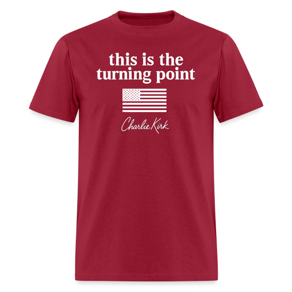 This is the Turning Point T Shirt - dark red