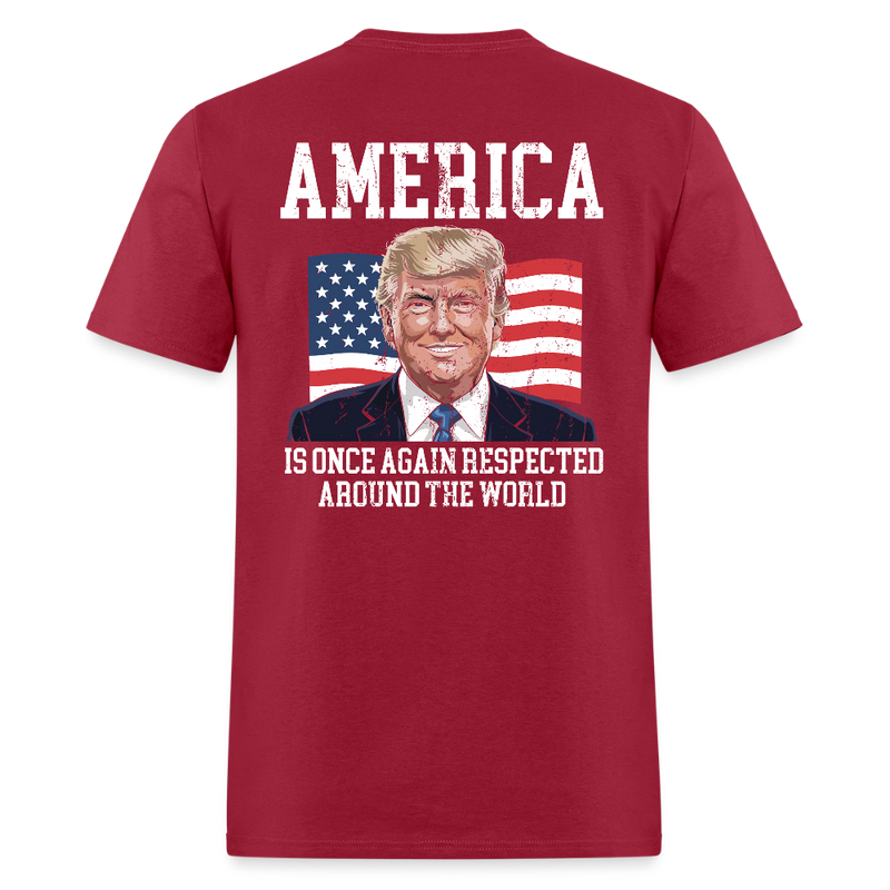 America Is Once Again Respected Back Print T Shirt - dark red