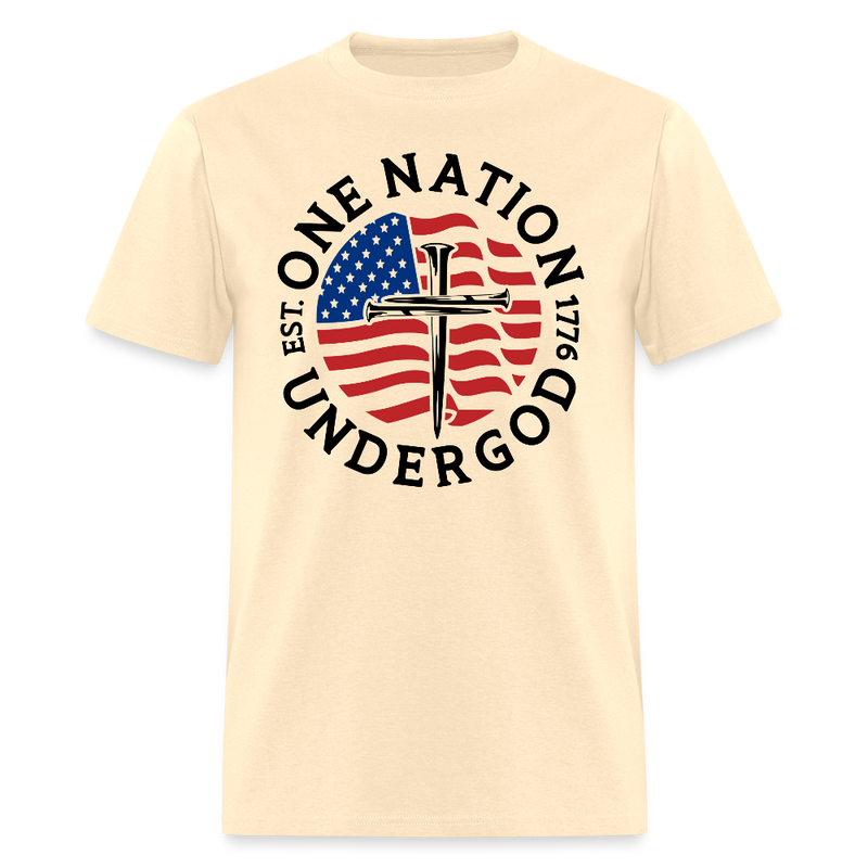 One Nation Under God Flag Cross T Shirt - natural