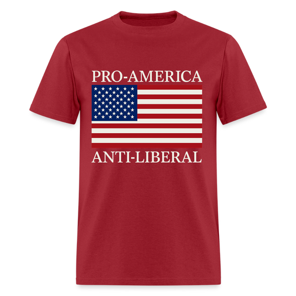 Pro American Anti Liberal T Shirt - dark red