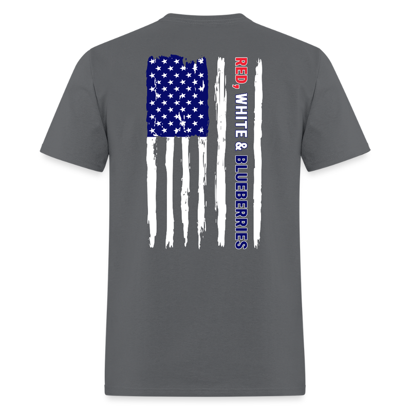 Freedom Charlie Red White and Blueberries US Flag T Shirt - charcoal