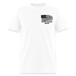No One Fights Alone USA Flag & Tactical Tools Double Sided White T Shirt - white