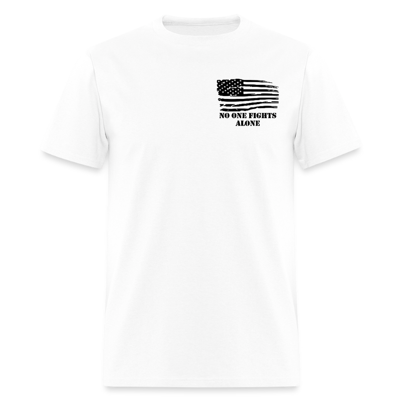No One Fights Alone USA Flag & Tactical Tools Double Sided White T Shirt - white