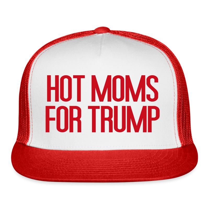 Hot Moms for Trump Red Trucker Hat - white/red