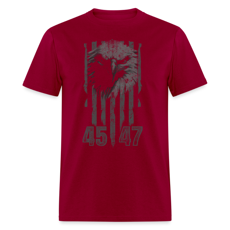 45 47 Patriotic Eagle US Flag T Shirt - dark red