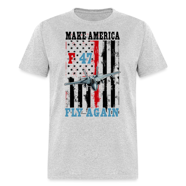 Trump F-47 Jet Make American Fly Again Flag T Shirt - heather gray