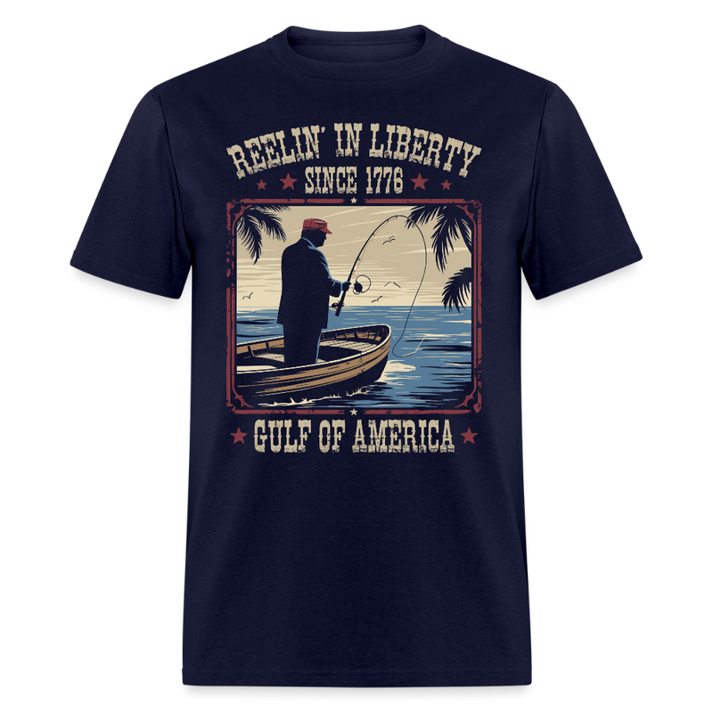 Reelin’ in Liberty Since 1776 Gulf Of America T Shirt - navy