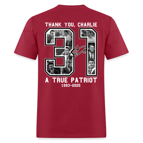Freedom Thank You Charlie Kirk Signature A True Patriot 31 T Shirt - dark red