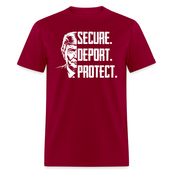 Secure Deport Protect T Shirt - dark red
