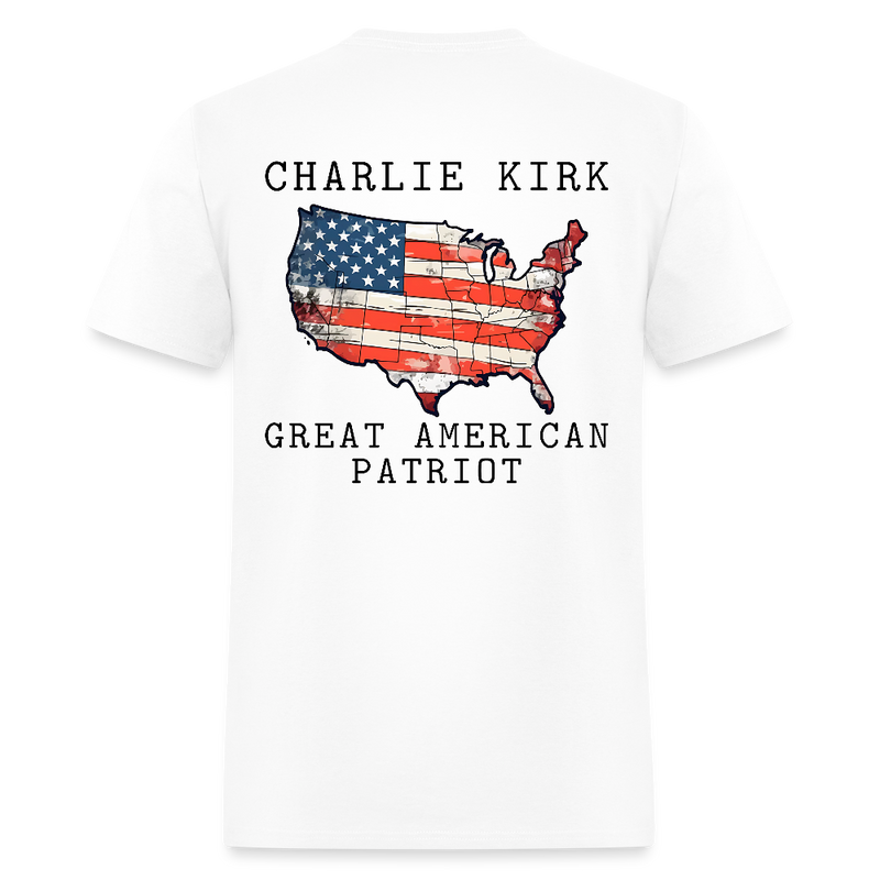 Charlie Kirk Great American Patriot T-Shirt – Gildan Red, XL, US Flag Graphic, Unisex