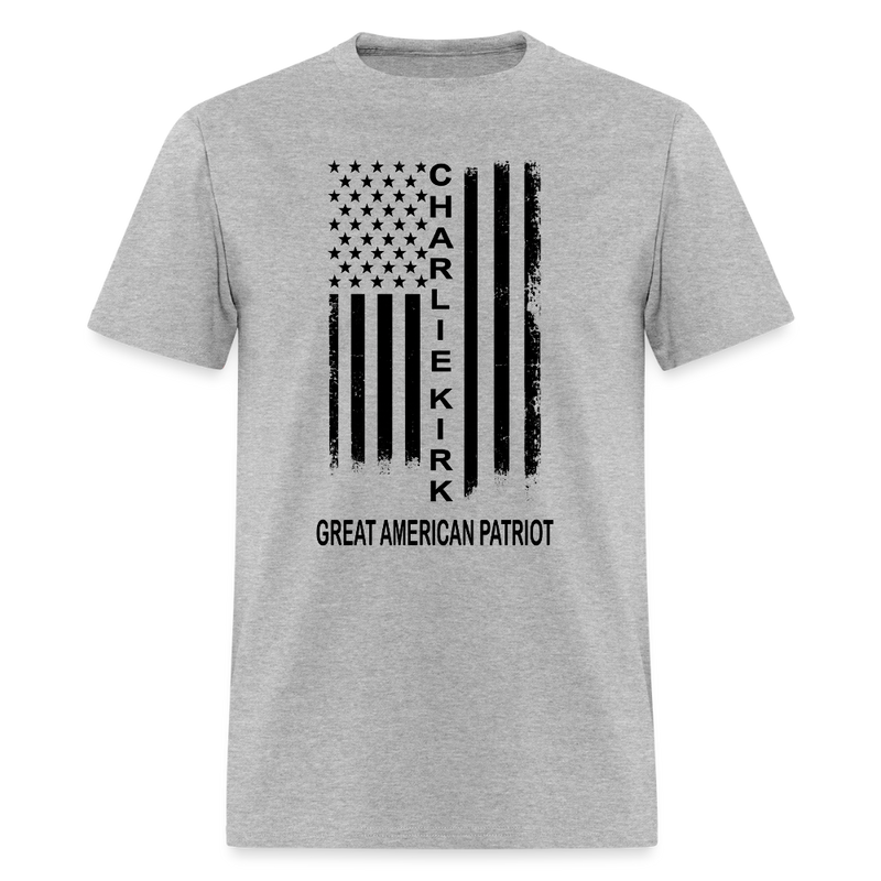 Charlie Kirk Great American Patriot T Shirt - heather gray