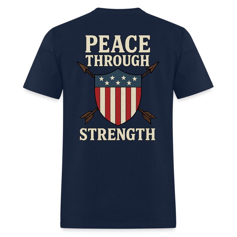 Peace Through Strength T Shirt - 2 - navy