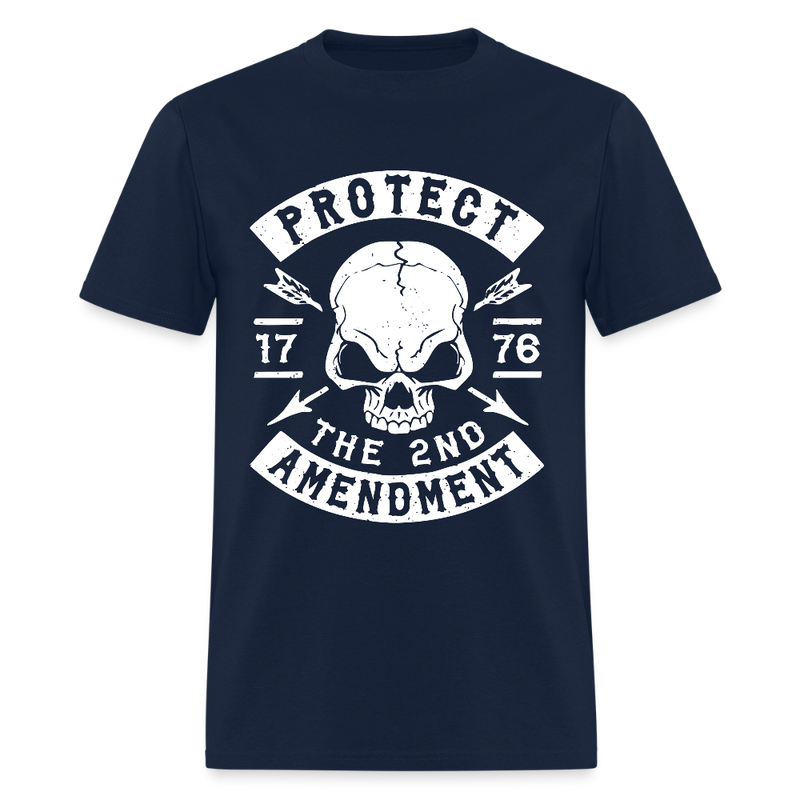 Protect The 2nd Amendment Skull T Shirt - navy