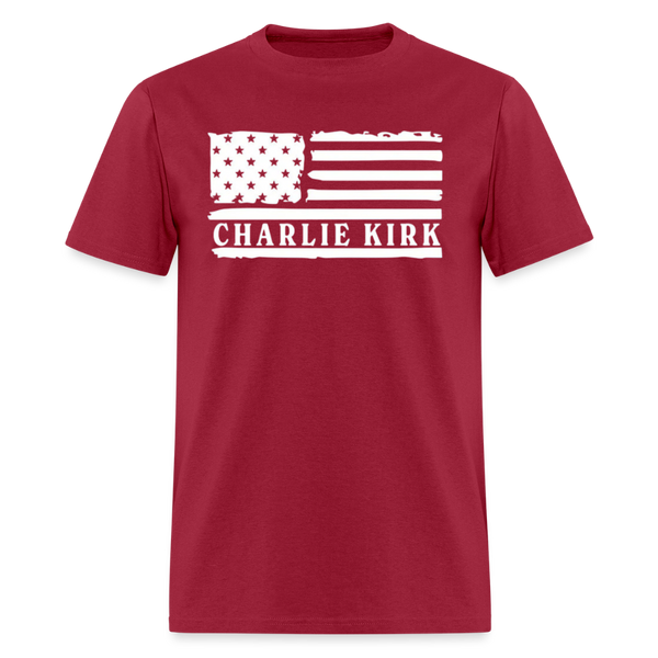 Charlie Kirk USA T Shirt - dark red