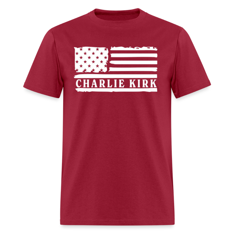 Charlie Kirk USA T Shirt - dark red